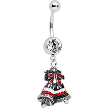 将图片加载到图库查看器，Clear Gem Red White Green Bells Christmas Dangle Belly Ring
