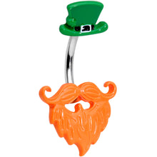 Load image into Gallery viewer, Green Hat Bearded Leprechaun St Patricks Day Belly Ring
