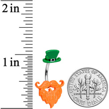 Load image into Gallery viewer, Green Hat Bearded Leprechaun St Patricks Day Belly Ring
