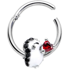 Load image into Gallery viewer, 16G 3/8 Red Gem Penguin Heart Valentines Day Hinged Segment Ring
