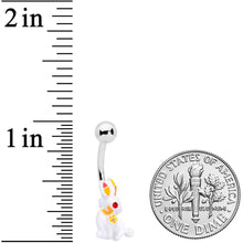 将图片加载到图库查看器，Red Gem White Easter Rabbit Belly Ring
