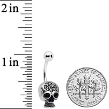 Load image into Gallery viewer, Clear Gem Angular Spooky Goth Skull Halloween Belly Ring
