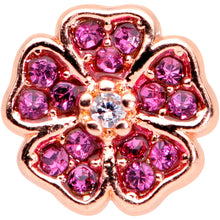 Load image into Gallery viewer, 16G 5/16 Rose Gold Tone Pink CZ Gem Heart Flower Labret Tragus
