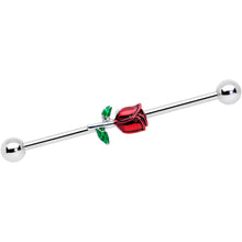 Load image into Gallery viewer, 14G Red Rose Flower Valentines Day Industrial Barbell 38mm

