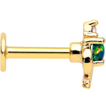 Load image into Gallery viewer, 16G 1/4 Blue Synthetic Opal Gold Tone Twist Labret Monroe Tragus
