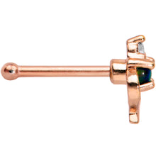 Load image into Gallery viewer, 20G 1/4 Green Synthetic Opal Rose Gold Tone Twist Nose Bone
