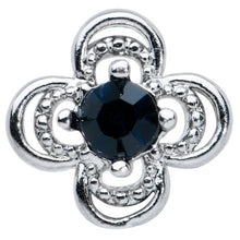 Load image into Gallery viewer, 20G 1/4 Blue Gem Stylized Deco Cross Nose Bone
