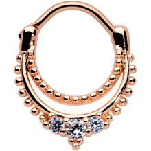 Load image into Gallery viewer, 16G 3/8 Clear CZ Gem Rose Gold Tone Double Luxe Cartilage Clicker
