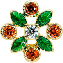 Load image into Gallery viewer, 16G 5/16 Red Gem Gold Tone Crest Christmas Labret Monroe Tragus
