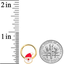 Load image into Gallery viewer, 16G 3/8 Gold Tone Smiling Santa Christmas Hinged Segment Ring

