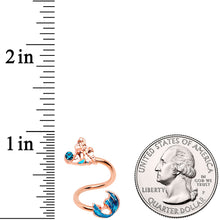 将图片加载到图库查看器，Aqua Gem Rose Gold Tone Gazing Mermaid Spiral Twister Belly Ring

