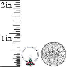 将图片加载到图库查看器，16G 3/8 Red Green Gem Starry Christmas Tree Hinged Segment Ring
