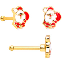 Load image into Gallery viewer, 20G 1/4 Gold Tone Santa Tree Wreath Christmas Nose Bone Set of 3
