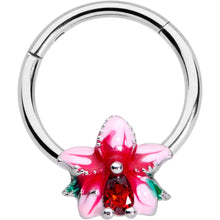 将图片加载到图库查看器，16G 3/8 Red Gem Exotic Flower Hinged Segment Ring
