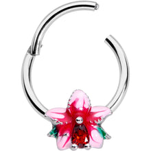 将图片加载到图库查看器，16G 3/8 Red Gem Exotic Flower Hinged Segment Ring
