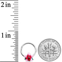 将图片加载到图库查看器，16G 3/8 Red Gem Exotic Flower Hinged Segment Ring
