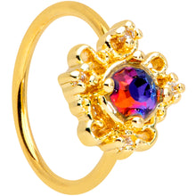 Load image into Gallery viewer, 20G 5/16 Gold Tone Purple Tourmaline Filigree Nose Hoop
