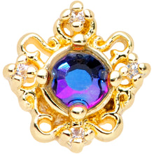 Load image into Gallery viewer, 20G 5/16 Gold Tone Purple Tourmaline Filigree Nose Hoop

