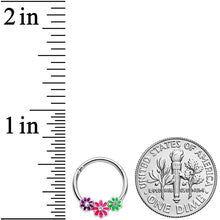 Load image into Gallery viewer, 16G 3/8 Clear Gem Floral Garland Hinged Segment Ring
