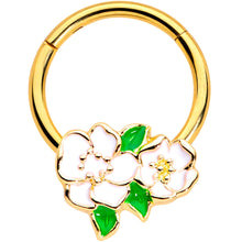 Load image into Gallery viewer, 16G 5/16 Gold Tone White Spring Flowers Hinged Segment Ring

