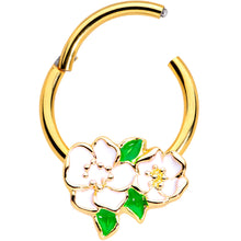 Load image into Gallery viewer, 16G 5/16 Gold Tone White Spring Flowers Hinged Segment Ring
