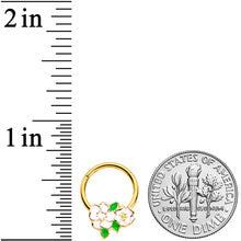Load image into Gallery viewer, 16G 5/16 Gold Tone White Spring Flowers Hinged Segment Ring
