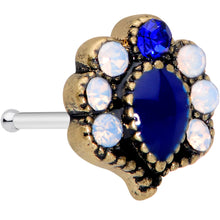 将图片加载到图库查看器，20G 1/4 Clear Blue Gem Heirloom Teardrop Nose Bone
