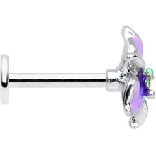 Load image into Gallery viewer, 16G 5/16 Clear Gem Exotic Purple Flower Labret Monroe Tragus
