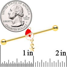 Load image into Gallery viewer, 14G Gold Tone Santa Star Christmas Dangle Industrial Barbell 38mm
