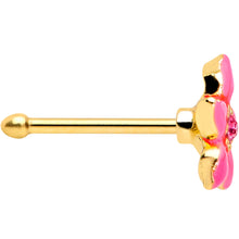 Load image into Gallery viewer, 20G 1/4 Pink Gem Gold Tone Exotic Flower Nose Bone
