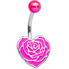 Load image into Gallery viewer, Pink UV Glow Ball Rose Heart Valentines Day Belly Ring
