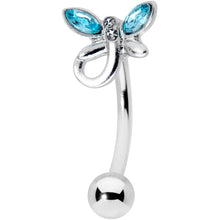 Load image into Gallery viewer, Blue Clear Gem Loop Butterfly Top Mount Belly Ring
