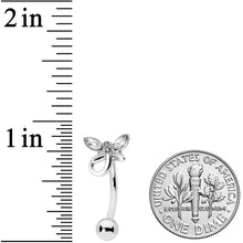 Load image into Gallery viewer, Clear Gem Loop Butterfly Top Mount Belly Ring

