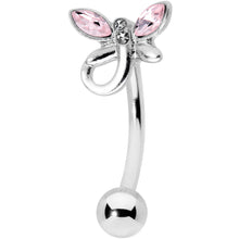 Load image into Gallery viewer, Pink Clear Gem Loop Butterfly Top Mount Belly Ring
