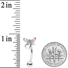 Load image into Gallery viewer, Pink Clear Gem Loop Butterfly Top Mount Belly Ring
