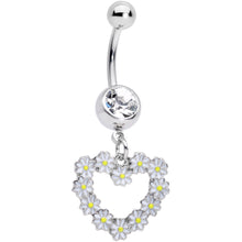 Load image into Gallery viewer, Clear Gem Daisy Flower Heart Valentines Dangle Belly Ring
