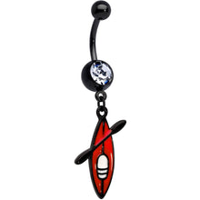 将图片加载到图库查看器，Clear Gem Black Red Summer Kayak Boat Dangle Belly Ring
