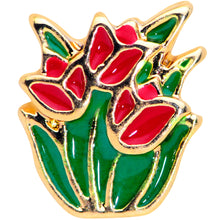 Load image into Gallery viewer, 16G 1/4 Gold Tone Springtime Red Tulip Flower Cartilage Earring
