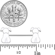 将图片加载到图库查看器，14G 9/16 White Sitting Dog Barbell Nipple Ring Set
