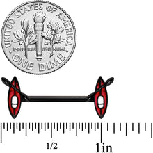 Load image into Gallery viewer, 14G 9/16 Black Red Summer Kayak Boat Barbell Nipple Ring Set
