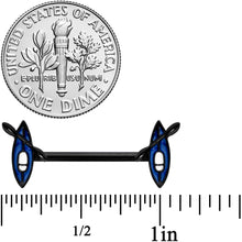Load image into Gallery viewer, 14G 9/16 Black Blue Summer Kayak Boat Barbell Nipple Ring Set

