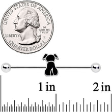 Load image into Gallery viewer, 14G Black Sitting Dog Industrial Barbell 38mm
