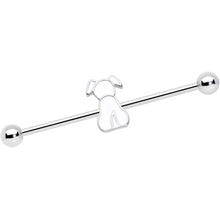 Load image into Gallery viewer, 14G White Sitting Dog Industrial Barbell 38mm
