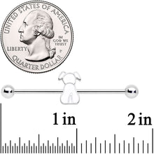 Load image into Gallery viewer, 14G White Sitting Dog Industrial Barbell 38mm
