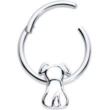 Load image into Gallery viewer, 16G 3/8 White Sitting Dog Hinged Segment Ring
