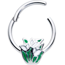 将图片加载到图库查看器，16G 3/8 Springtime White Tulip Flowers Hinged Segment Ring
