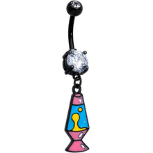 将图片加载到图库查看器，Clear CZ Gem Black Retro Lava Lamp Dangle Belly Ring
