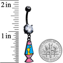将图片加载到图库查看器，Clear CZ Gem Black Retro Lava Lamp Dangle Belly Ring
