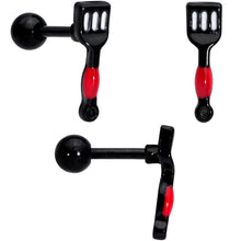 Load image into Gallery viewer, 16G 1/4 Black Spatula Kitchen Cooking Cartilage Earring Set of 2
