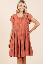 Load image into Gallery viewer, Lace Detail Ruffled Button Down Tiered Dress For Women – Romantic, Fluttering, Trendy, Elegant, Boho, Feminine &amp; Whimsical Style
